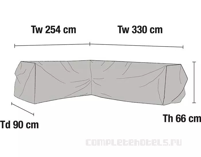 Чехол для угловой софы 254/330, серый
