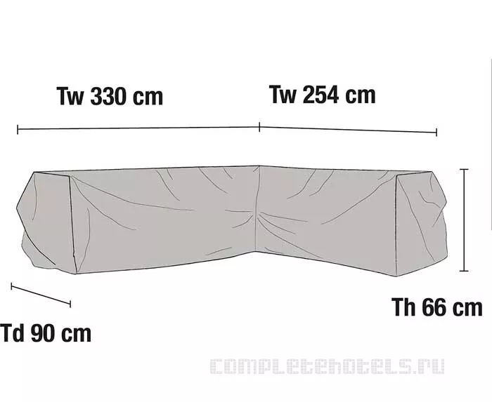 Чехол для угловой софы 330/254, серый