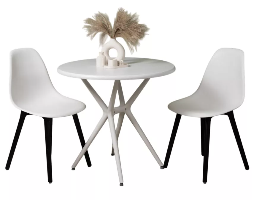 Белая мебель для кафе пластиковая