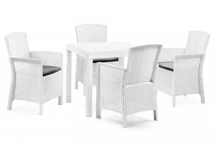 Обеденный набор пластиковой мебели для кафе на 4-х белый