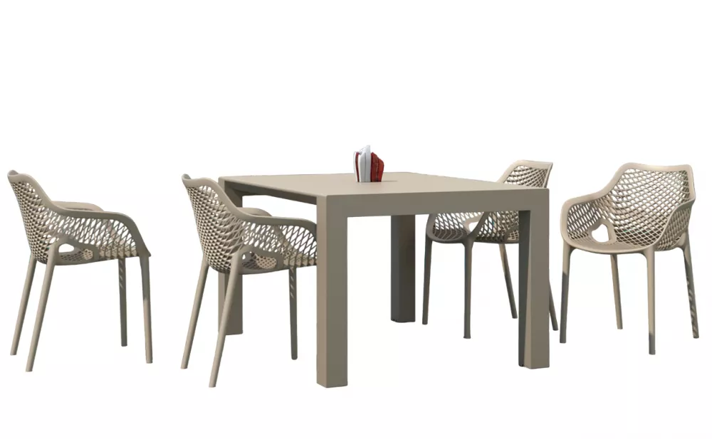 Пластиковая мебель для кафе уличного 4 кресла и стол раздвижной