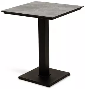 Стол из HPL квадратный 75х75, молочный, подстолье чугун