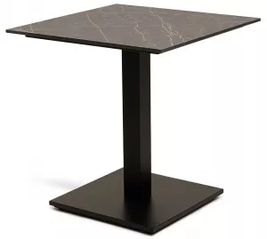 Стол из HPL квадратный 75х75, молочный, подстолье чугун