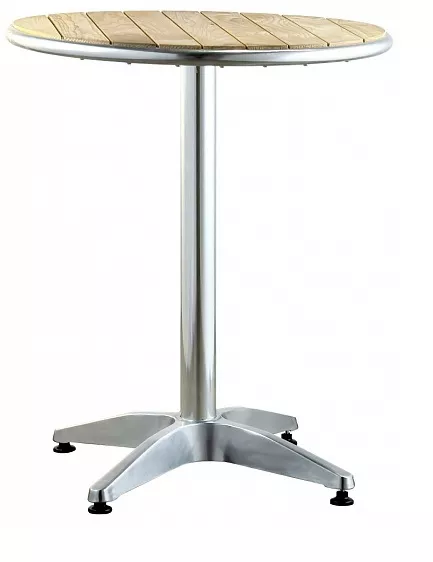 Алюминиевый круглый стол для кафе с массивом ясеня. Купить!