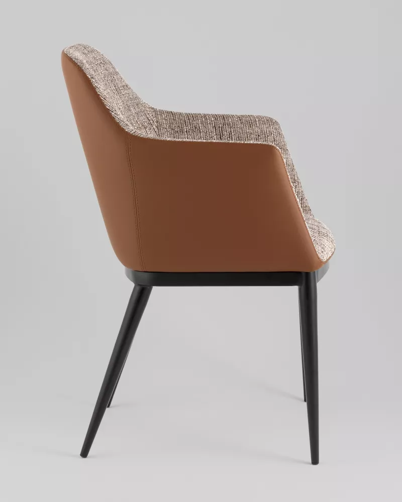 Мягкий стул обеденный коричневый с коричневой экокожей Мягкий стул обеденный коричневый с коричневой экокожей