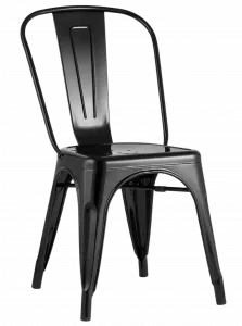 Черные пластиковые стулья для кафе с хромированными ножками