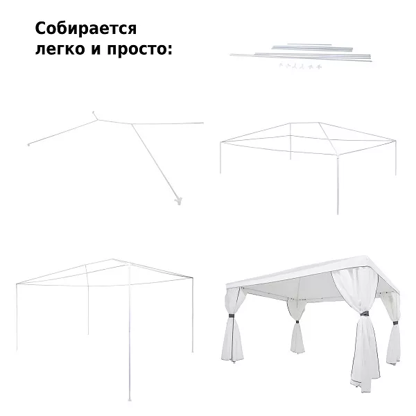 Белая беседка 3х4 из полиэстера Белая беседка 3х4 из полиэстера