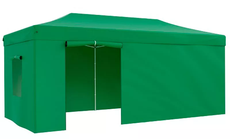 Садовый тент шатер 3х6, зеленый легкая сборка