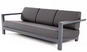 Диван металлический высокий c подлокотниками, темно-серый