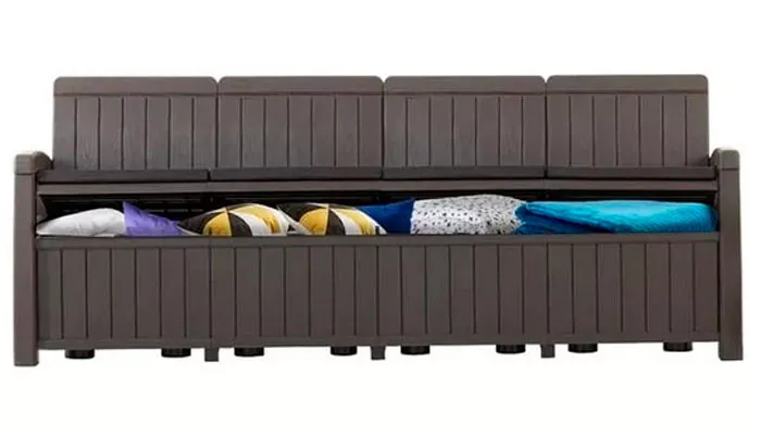 Пластиковый диван 4-х местный с ящиком имитация дерева