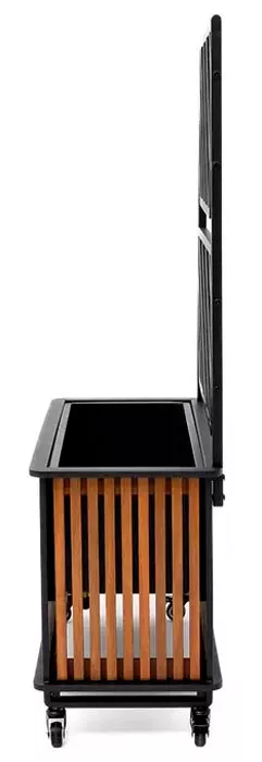 Деревянное кашпо из акации и алюминия со стойкой-решеткой Деревянное кашпо из акации и алюминия со стойкой-решеткой