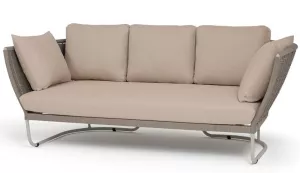 Зеленый диван 3-х местный плетеный из роупа, каркас алюминий