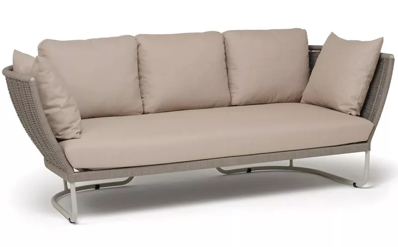 Уличный диван 3-местный плетеный из роупа, серый меланж круглый Уличный диван 3-местный плетеный из роупа, серый меланж круглый