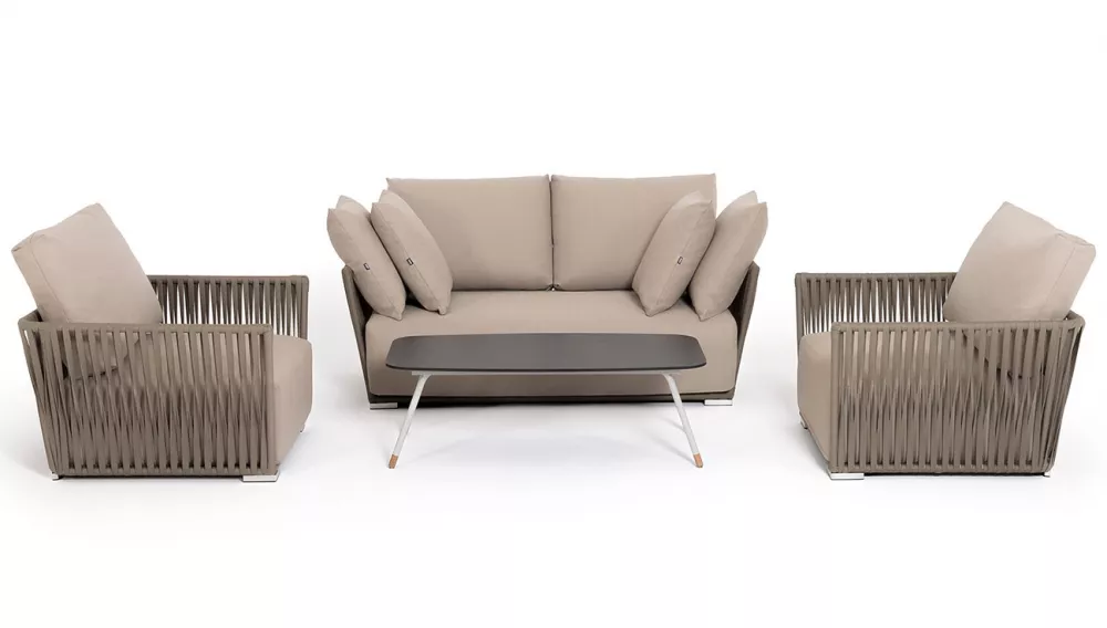 4-местная плетеная мебель лаунж-зона из роупа, серо-коричневый