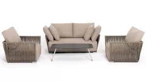 Лаунж-зона из искусственного ротанга на 6 персоны, графит