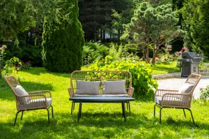 Мебель из искусственного ротанга лаунж-зона, цвет соломенный