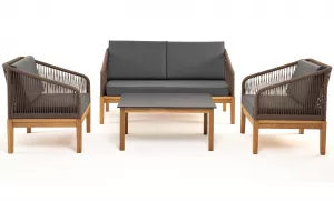 4-местная плетеная мебель лаунж-зона из роупа, серо-коричневый