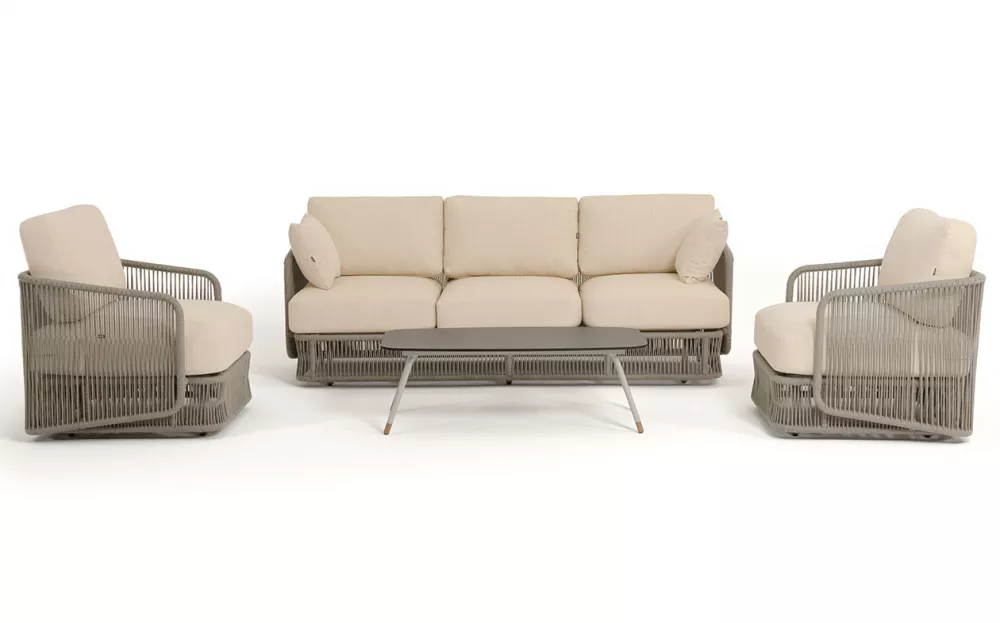 Лаунж-зона 5-местная плетеная из роупа, серый меланж Лаунж-зона 5-местная плетеная из роупа, серый меланж