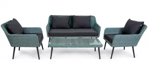 Плетеное кресло с пуфом для отдыха, цвет серый