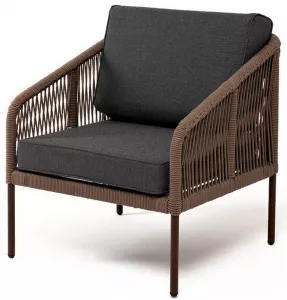 Кресло из искусственного ротанга с подушкой, соломенный цвет