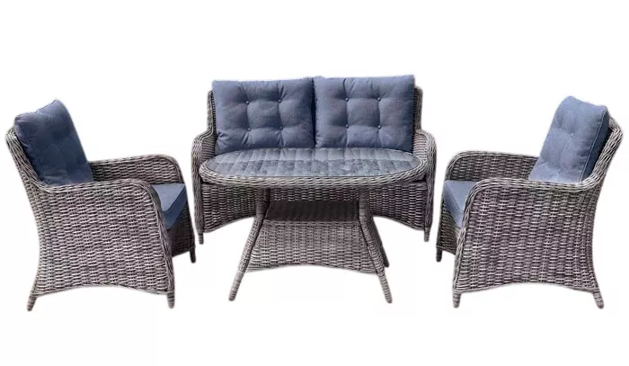 Кофейный комплект из искусственного ротанга, серый
