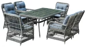 Обеденная группа плетеная для кафе на 4 персоны, черно-белый