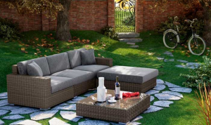 Комплект плетеный из роупа с деревянным основанием