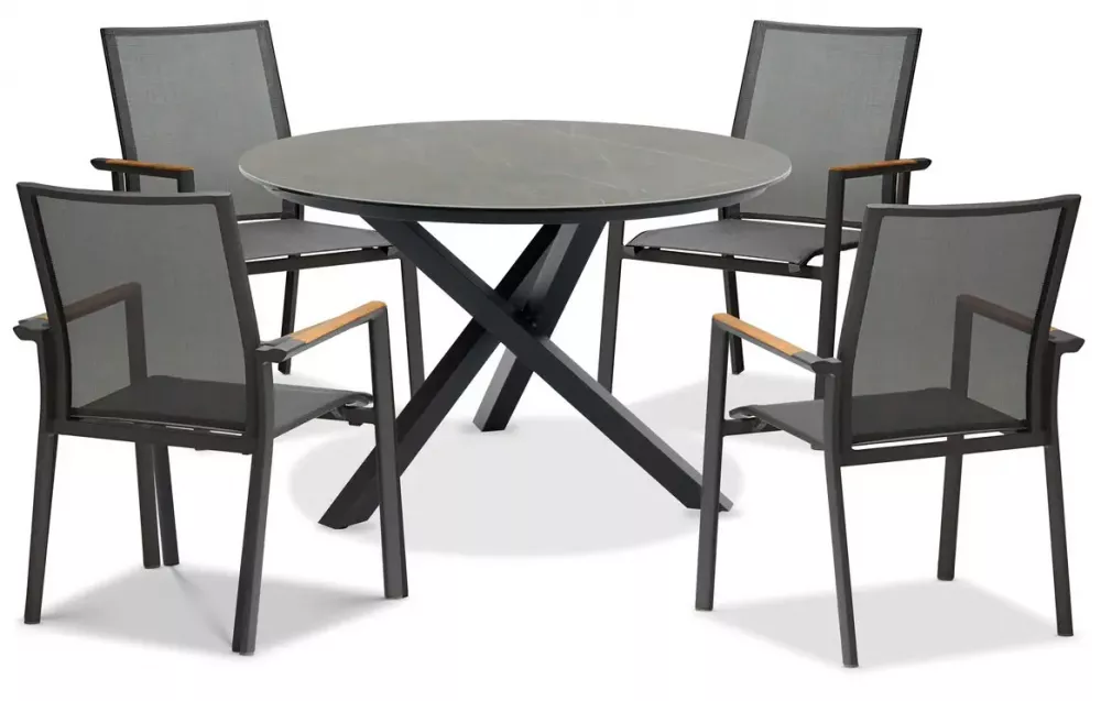 Мебель для улицы обеденная тик, алюминий, текстилен купить