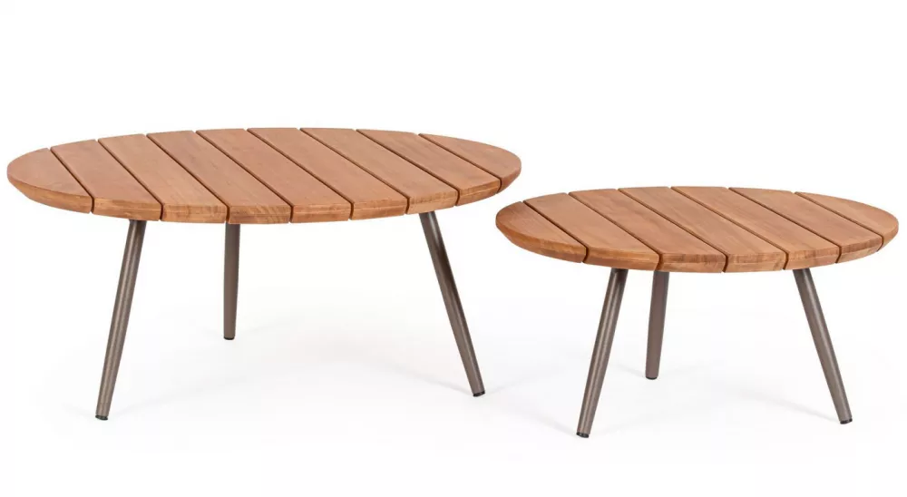 Круглые журнальные столики из тика комплект купить!