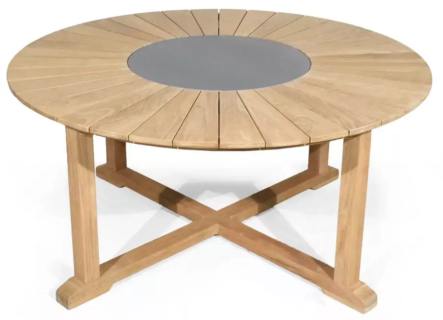 Круглый уличный стол из тика купить 160 см