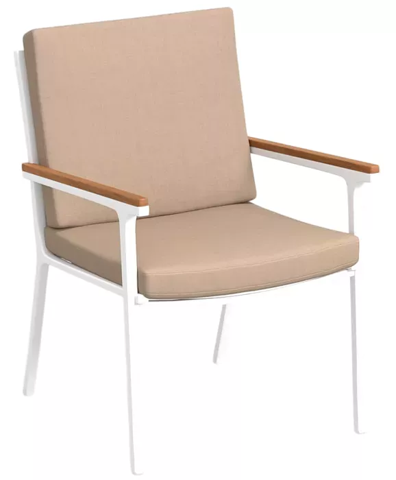 Белые уличные стулья из тика и алюминия с подушкой