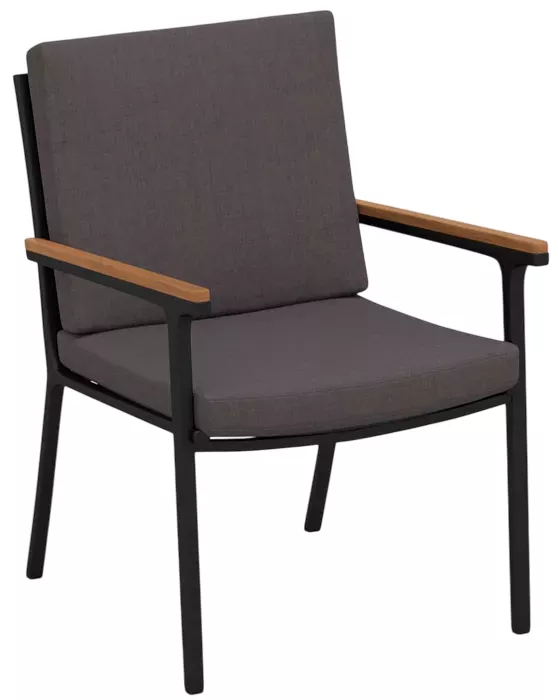 Уличный стул из тика и алюминия с подлокотниками и подушкой