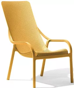Кресло пластиковое лаунж, желтый