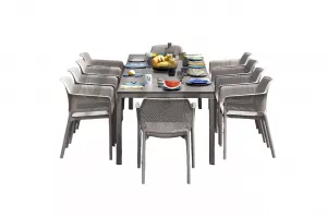 Обеденная пластиковая мебель для кафе бежевый/белый