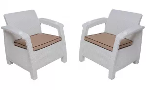 Стул пластиковый с имитацией ротанга, белый Италия