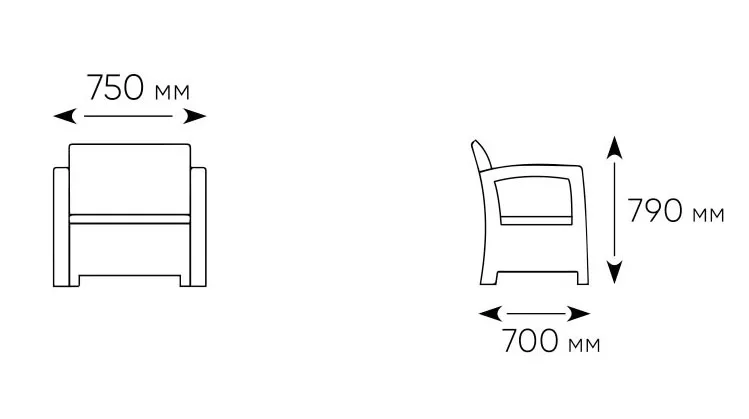 Комплект из 2-х пластиковых кресел, белый под ротанг Комплект из 2-х пластиковых кресел, белый под ротанг