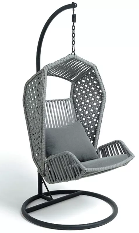 Подвесное кресло из искусственного ротанга, цвет серый. Купить!