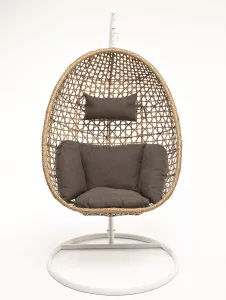 Подвесное кресло из искусственного ротанга, цвет серый. Купить!