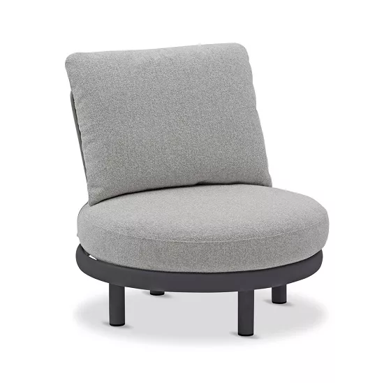 Алюминиевое кресло с пуфом для дачи, антрацит Алюминиевое кресло с пуфом для дачи, антрацит