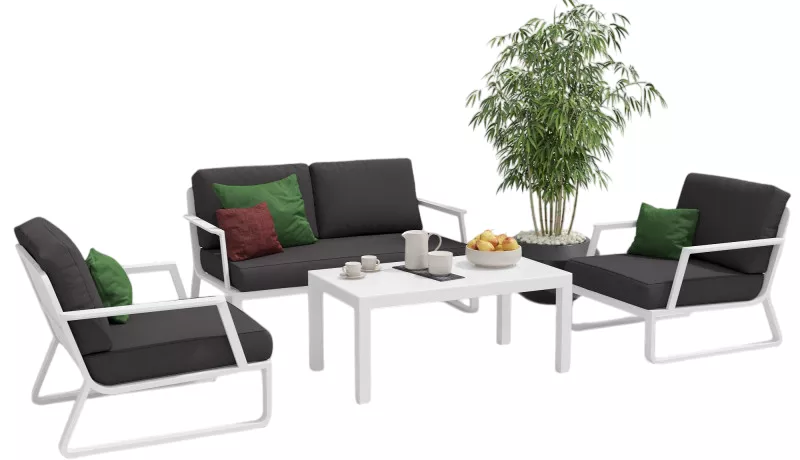 Белая уличная мебель из алюминия лаунж комплект на 4-х