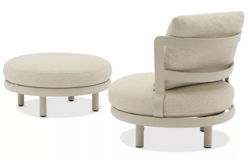 Комплект алюминиевый для отдыха кресло с пуфом, бежевый Комплект алюминиевый для отдыха кресло с пуфом, бежевый