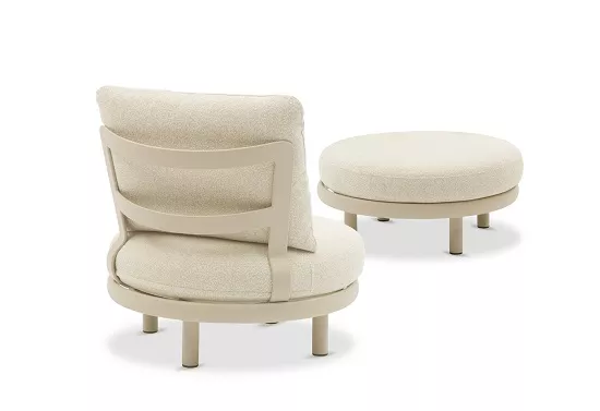 Комплект алюминиевый для отдыха кресло с пуфом, бежевый Комплект алюминиевый для отдыха кресло с пуфом, бежевый