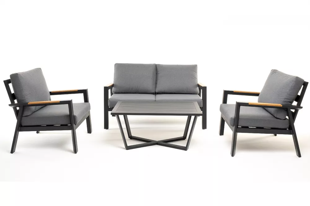 Лаунж-зона 4-местная из алюминия, цвет темно-серый Лаунж-зона 4-местная из алюминия, цвет темно-серый