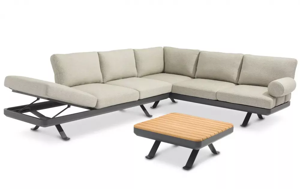 Угловая уличная мебель из алюминия и тика, модульная