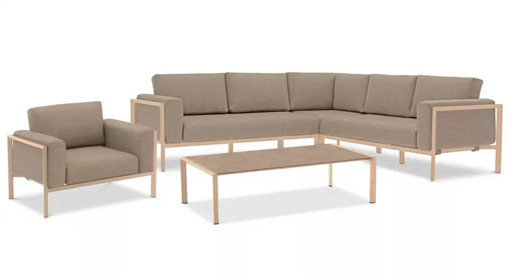 Угловой уличный комплект на алюминиевом каркасе, бежевый