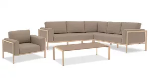 Комплект алюминиевый для отдыха кресло с пуфом, бежевый