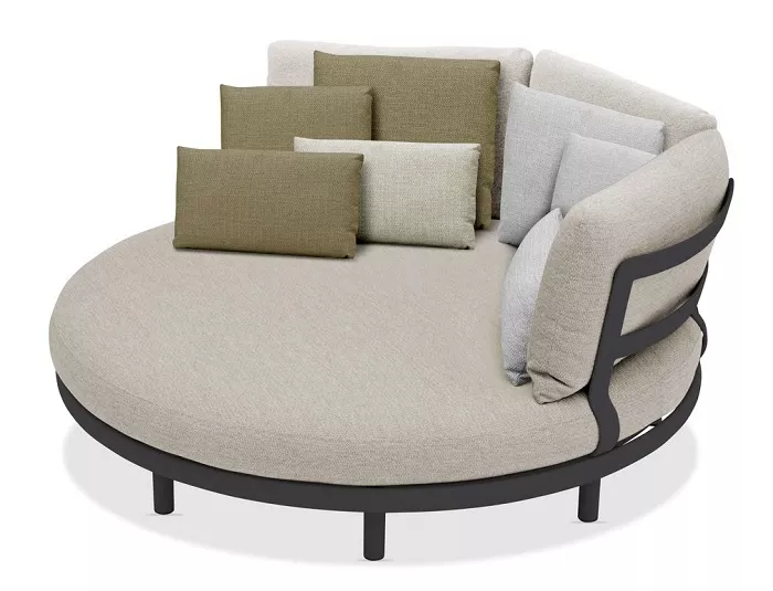 Уличный круглый диван-кровать из алюминия, антрацит