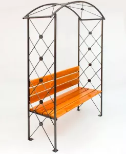 Садовая скамейка с аркой для дачи металл/сосна купить недорого