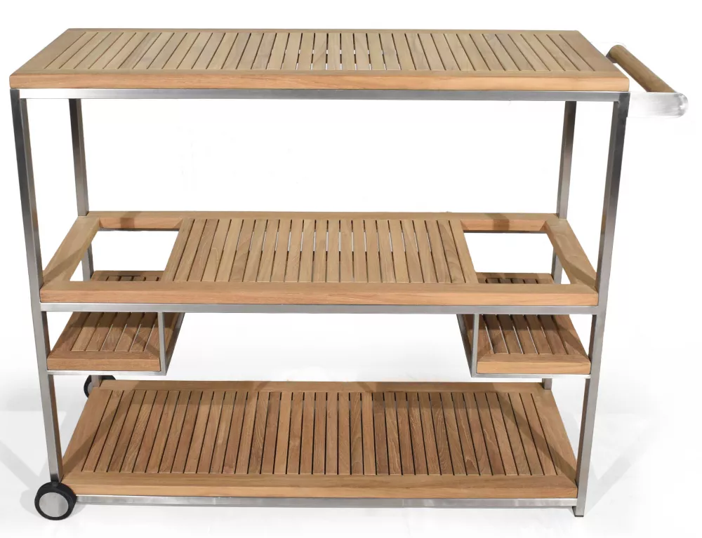 Сервировочный стол для улицы из тика тележка купить недорого Сервировочный стол для улицы из тика тележка купить недорого