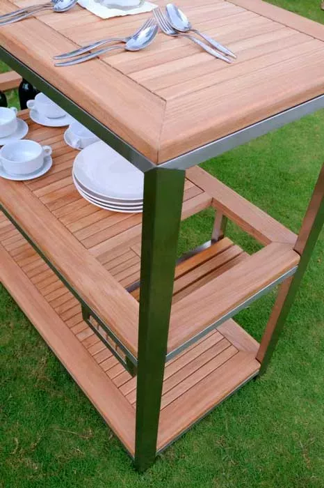 Сервировочный стол для улицы из тика тележка купить недорого Сервировочный стол для улицы из тика тележка купить недорого